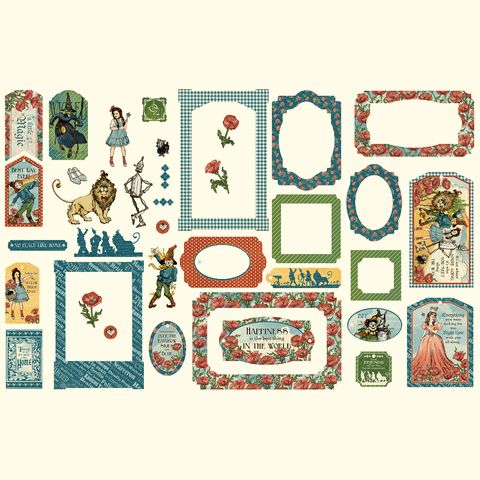 G45 - Wonder of Oz - Chipboard Pieces, Tags & Frames