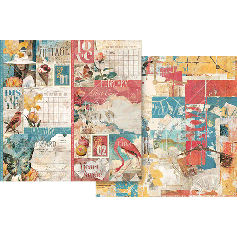 G45 - Journaling Through Time - 12x12 Single Sheet - January & February Layered