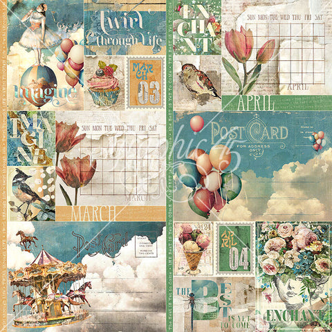G45 - Journaling Through Time - 12x12 Single Sheet - March & April Layerd