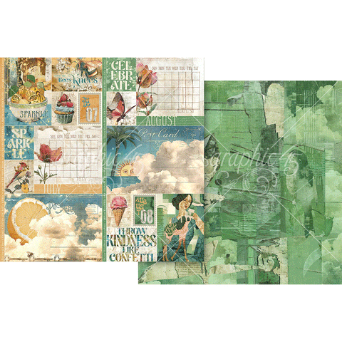 G45 - Journaling Through Time - 12x12 Single Sheet -July & August Layered