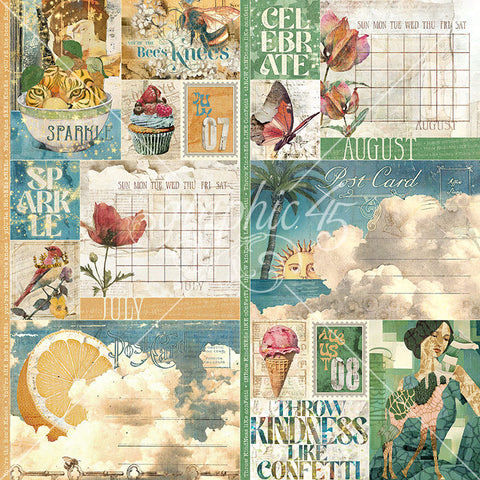 G45 - Journaling Through Time - 12x12 Single Sheet -July & August Layered
