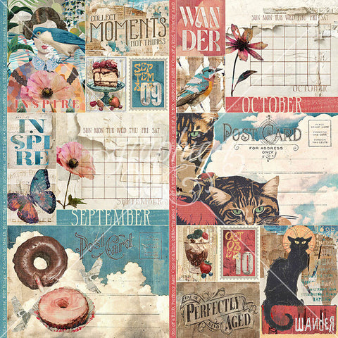 G45 - Journaling Through Time - 12x12 Single Sheet -September & October Layered