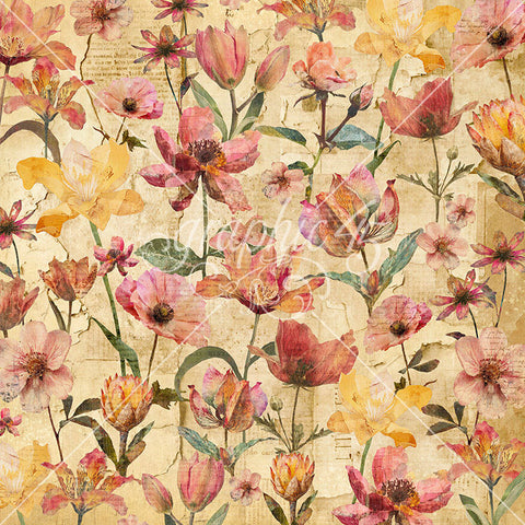 G45 - Journaling Through Time - 12x12 Single Sheet - Wild Flowers Layered