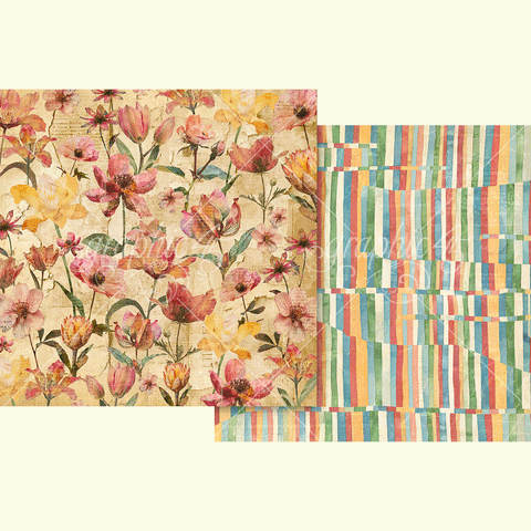 G45 - Journaling Through Time - 12x12 Single Sheet - Wild Flowers Layered