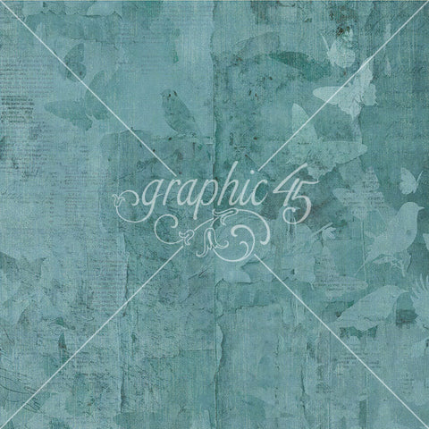 G45 - Journaling Through Time - 12x12 Single Sheet -Blue Bird Blue Layered