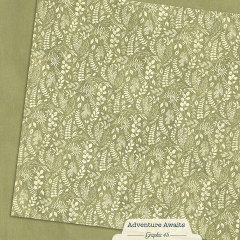 G45 - Adventure Awaits - 12x12 Single Sheets/ Fern Green Patterns & Solids