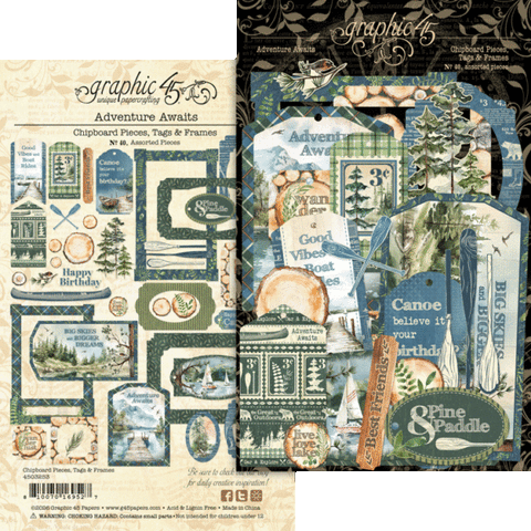 G45 - Adventure Awaits - Chipboard Tags and Frames