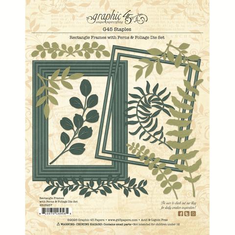 G45 - Rectangle Frames with Ferns & Foliage Die Set