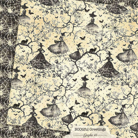G45 - BOOtiful Greetings - 12x12 Single Sheets/ Witchy Spiderwebs