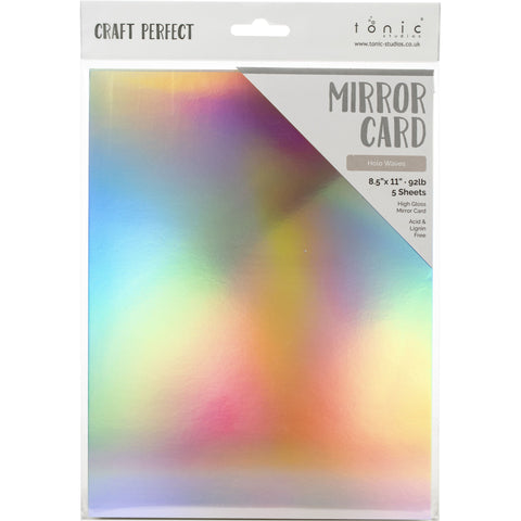 Tonic Studio - Craft Perfect Mirror Cardstock - 8.5"X11" 5/Pkg - High Gloss / Holo Waves