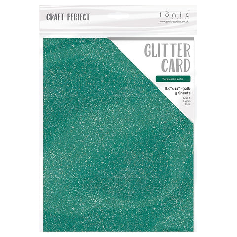 Tonic Studio - Craft Perfect Glitter Cardstock - 8.5"X11" 5/Pkg - Turquoise Lake