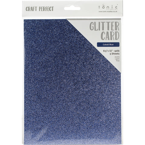 Tonic Studio - Craft Perfect Iridescent Glitter Cardstock - 8.5"X11" 5/Pkg - Cobalt Blue