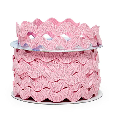 Ribbon - 1/2 Inch - Ric Rac Trim / Pink