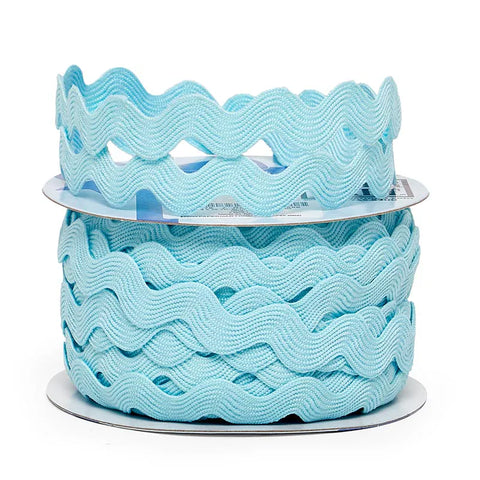 Ribbon - 1/2 Inch - Ric Rac Trim / Light Blue