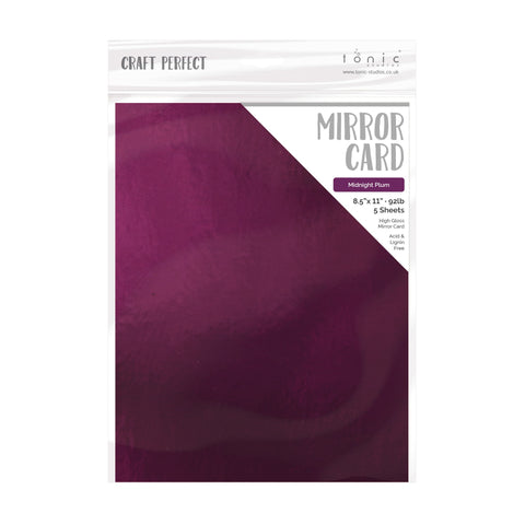 Tonic Studio - Craft Perfect Mirror Cardstock - 8.5"X11" 5/Pkg - High Gloss / Midnight Plum