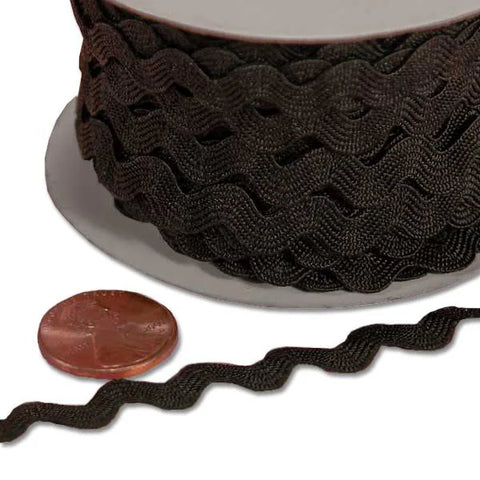 Ribbon - 1/4 Inch - Ric Rac Trim / Black