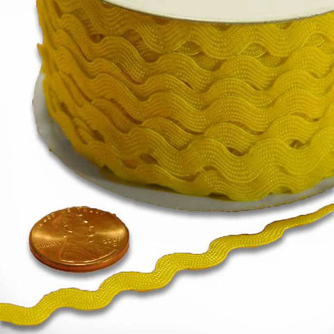 Ribbon - 1/4 Inch - Ric Rac Trim / Yellow