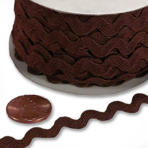 Ribbon - 1/4 Inch - Ric Rac Trim / Brown