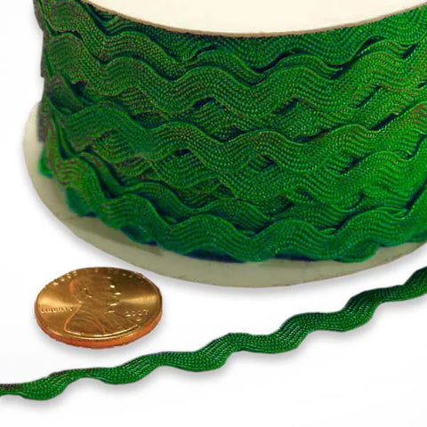 Ribbon - 1/4 Inch - Ric Rac Trim / Green