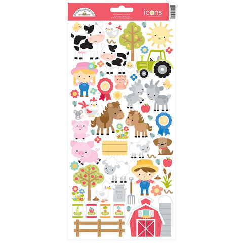 Doodlebug - Down on the Farm - Icons Stickers / 5929