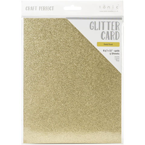 Tonic Studio - Craft Perfect Glitter Cardstock - 8.5"X11" 5/Pkg - Gold Dust