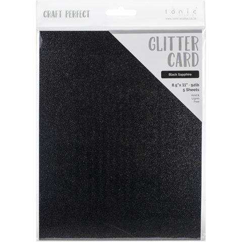 Tonic Studio - Craft Perfect Glitter Cardstock - 8.5"X11" 5/Pkg - Black Sapphire