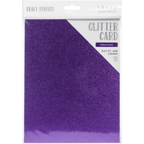 Tonic Studio - Craft Perfect Glitter Cardstock - 8.5"X11" 5/Pkg - Nebula Purple