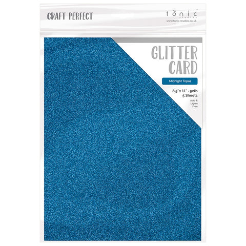 Tonic Studio - Craft Perfect Glitter Cardstock - 8.5"X11" 5/Pkg - Midnight Topaz