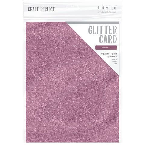 Tonic Studio - Craft Perfect Glitter Cardstock - 8.5"X11" 5/Pkg - Berry Fizz