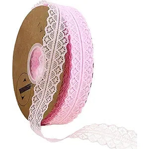 Ribbon - 1 inch Charlotte's Lace Trim / Pink