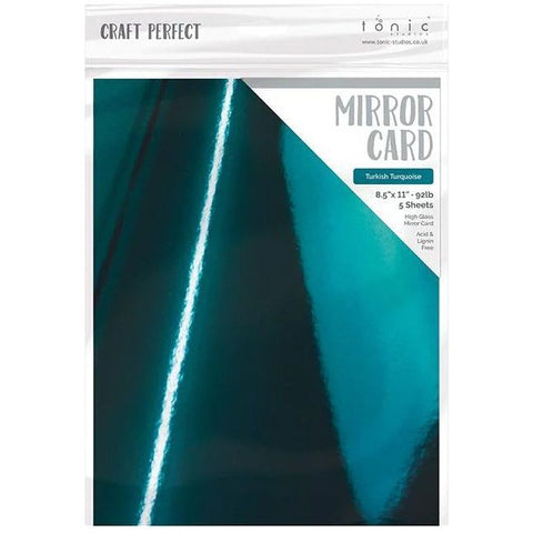 Tonic Studio - Craft Perfect Mirror Cardstock - 8.5"X11" 5/Pkg - High Gloss / Turkish Turquoise