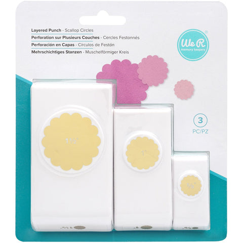 We R Memory Keepers - Layering Punches 3/Pkg - Scalloped Circles  1.5", 1", .625"
