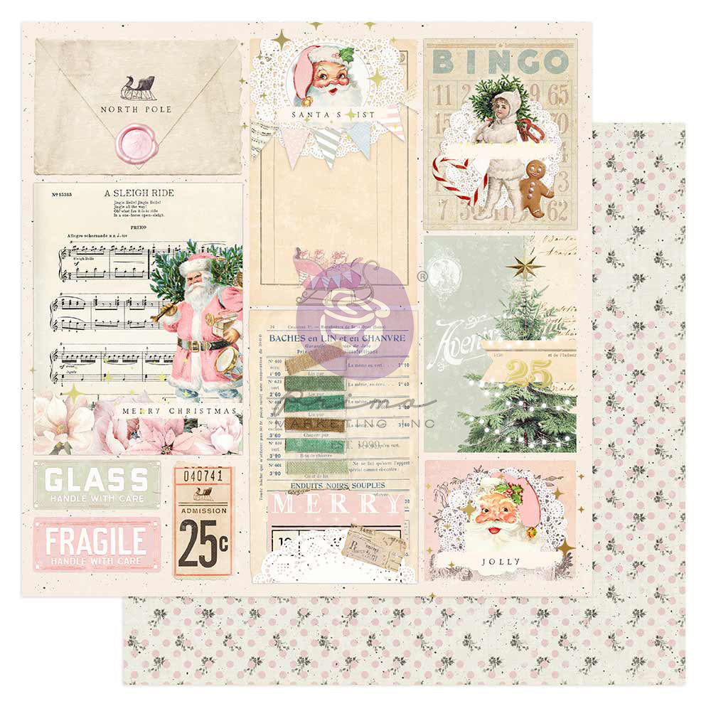 Prima - Christmas Market Collection - 12x12 Single Sheets with Foil Details / Sweet Holiday