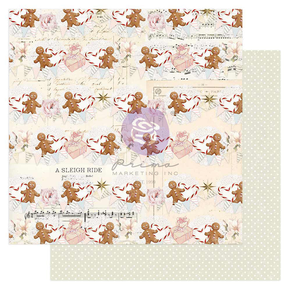 Prima - Christmas Market Collection - 12x12 Single Sheets with Foil Details / Cookies For Santa
