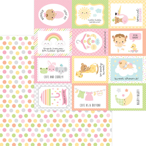 Doodlebug - Bundle of Joy Girl - 12x12 Single Sheet - Cute as a Button - 6818