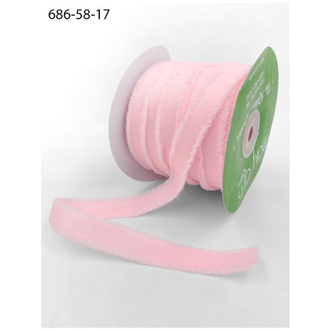 Ribbon - 5/8″ Fuzzy Grosgrain Ribbon - Pink