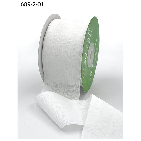 Ribbon - 2 Inch - Crinkle Chiffon Ribbon / White