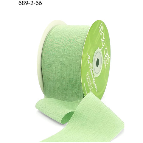 Ribbon - 2 Inch - Crinkle Chiffon Ribbon / Sage