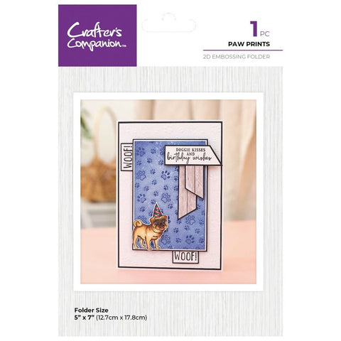 Crafter's Companion - Pets Rule - 2D Embossing Folder 5"X7" / Paw Prints