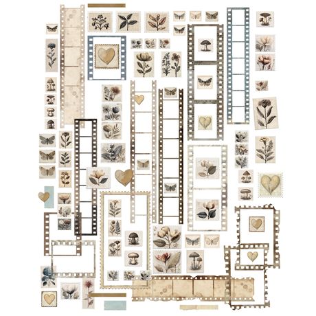 49 & Market - Faded Memory Lane - Laser Cut Outs / Filmstrips & Postage