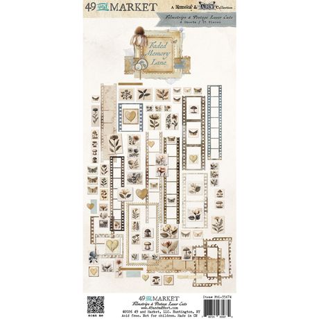 49 & Market - Faded Memory Lane - Laser Cut Outs / Filmstrips & Postage