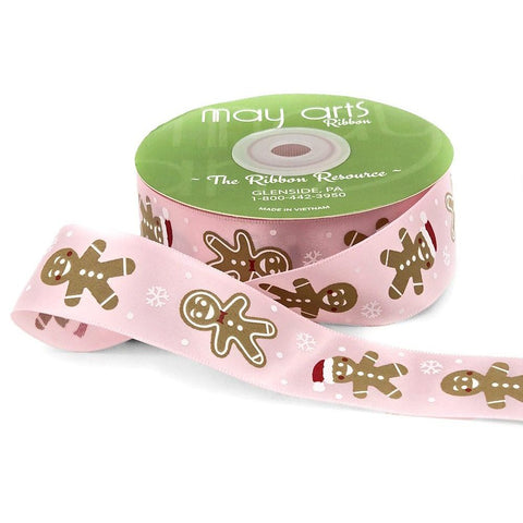 Ribbon - Gingerbread Man Print / Pink
