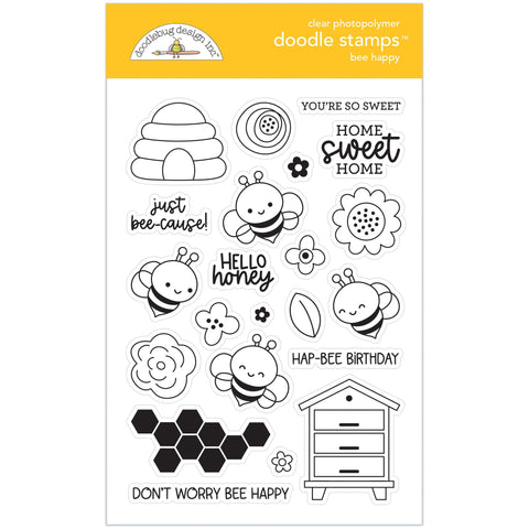 Doodlebug - Farmers Market Collection - Doodle Stamps - Bee Happy / 7811