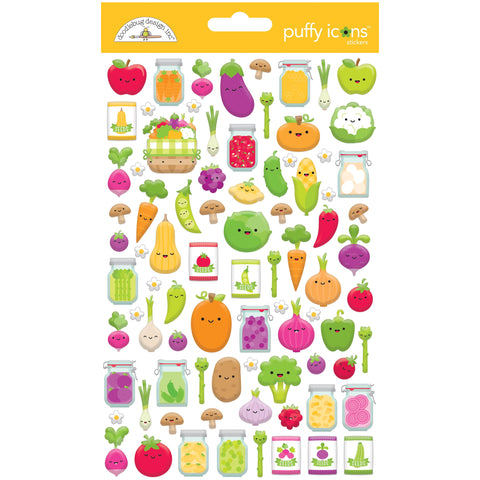 Doodlebug - Farmers Market Collection - Veggie Garden - Puffy Icon Stickers / 7869