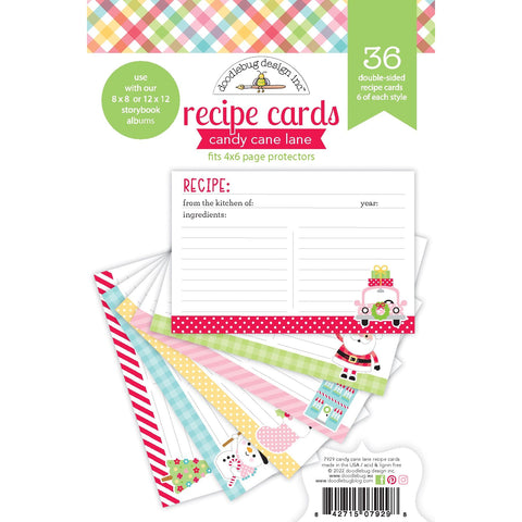 Doodlebug - Gingerbread Kisses Collection - Candy Cane Lane Recipe Cards - 7929