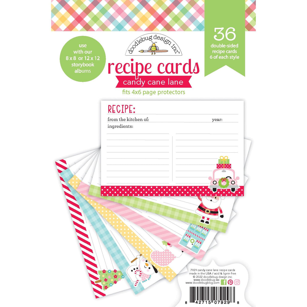 Doodlebug - Gingerbread Kisses Collection - Candy Cane Lane Recipe Cards - 7929 (Preorder - Arriving October 1, 2023)