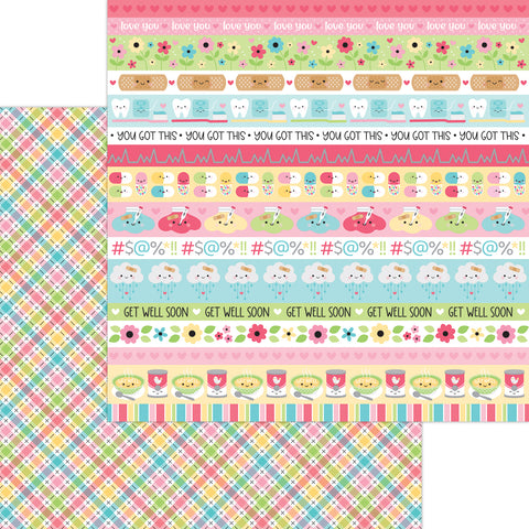 Doodlebug - Happy Healing Collection - 12x12 Single Sheets - Plaid You're Better / 8041