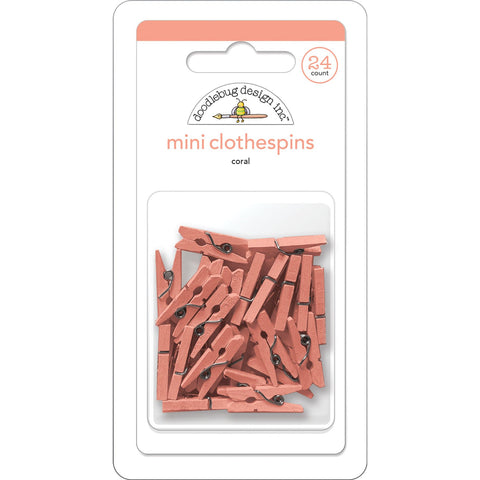 Doodlebug - Mini Clothespins - Coral - 8135