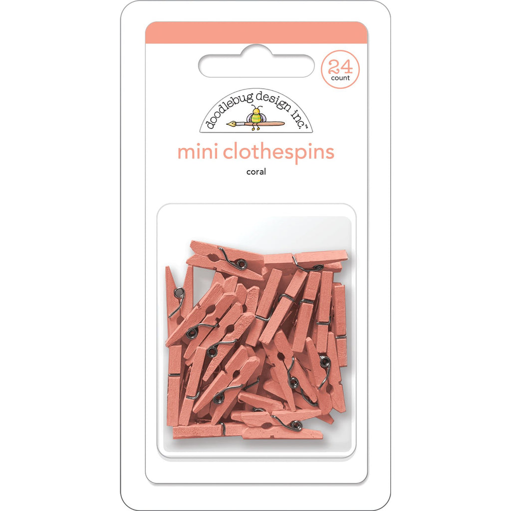 Doodlebug - Mini Clothespins - Coral - 8135 (Preorder - Arriving September 1, 2023)