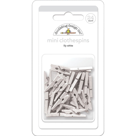 Doodlebug - Mini Clothespins - Lily White - 8143